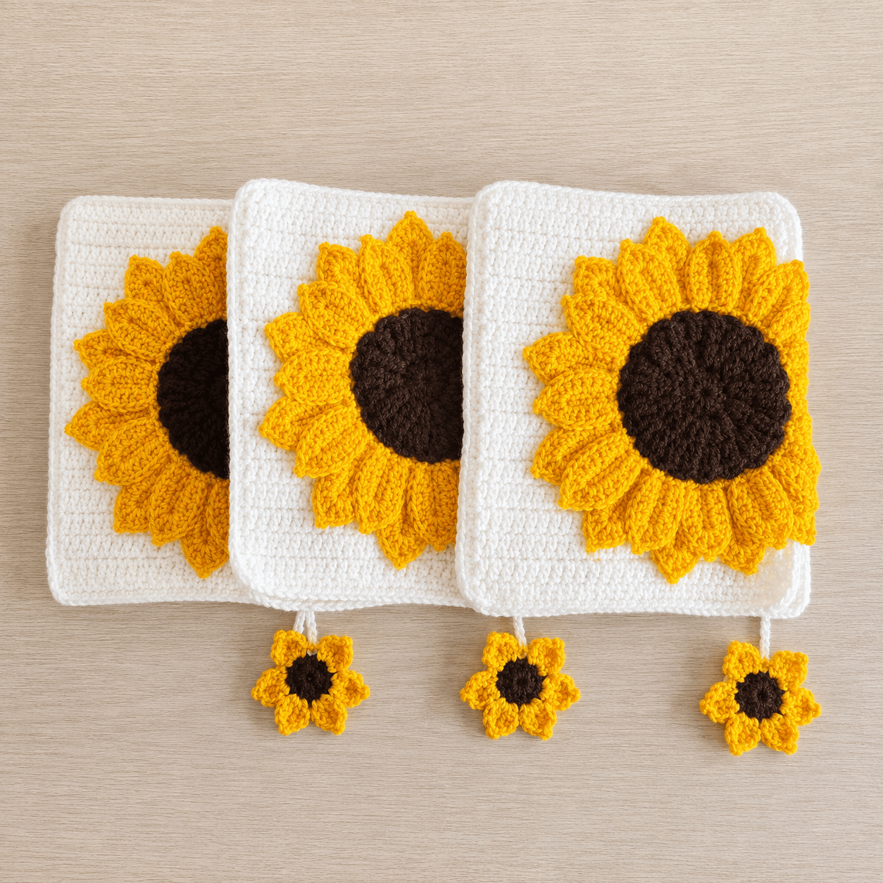 Handmade White Crochet Quran Cover with Sunflower & Floral Bookmark - Image 4