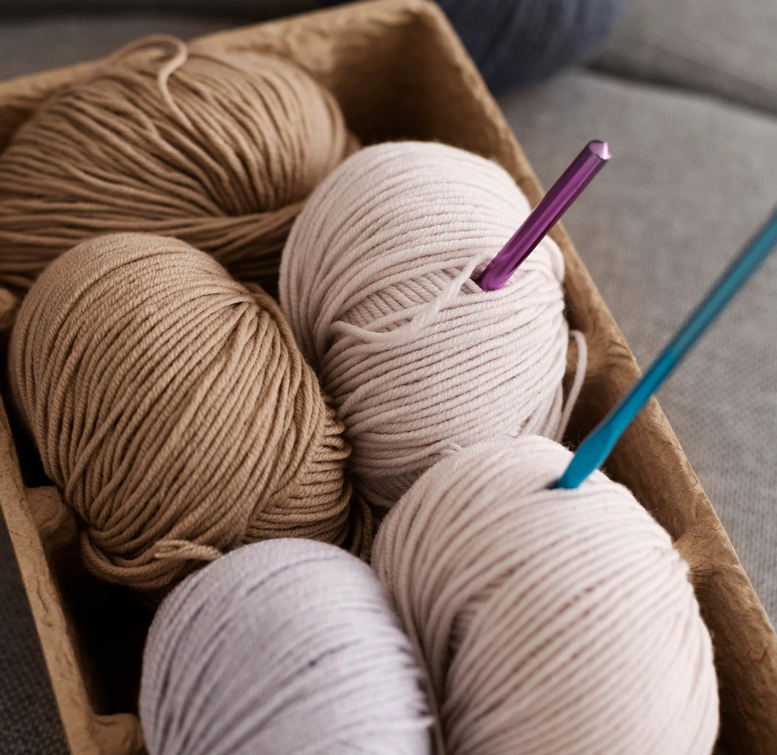 Close-up of handmade crochet texture